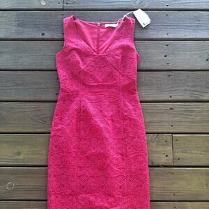 NWT Tory Burch Red Lace Knee Length Shift Cameron Dress